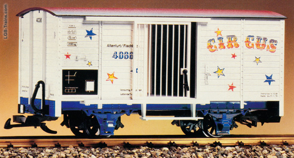 LGB Circus type stock car with sliding barred door 4036