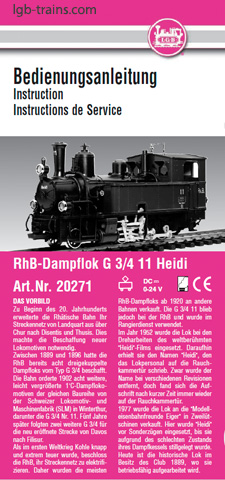 LGB Instruction Manual for 20271 German, English, French