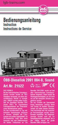LGB Instruction Manual for 21522 German, English, French