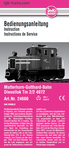 LGB Instruction Manual for 24600 German, English, French