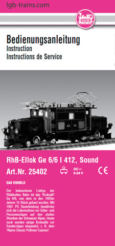 LGB Instruction Manual for 25402 German, English, French
