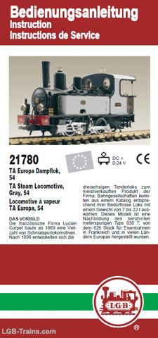 LGB Instruction Manual for 21780 German, English, French