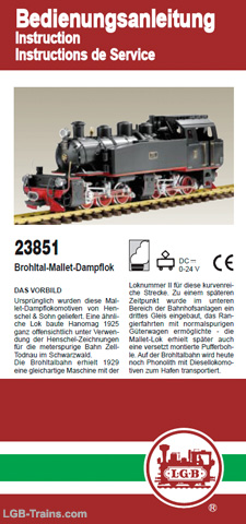 LGB Instruction Manual for 23851 German, English, French